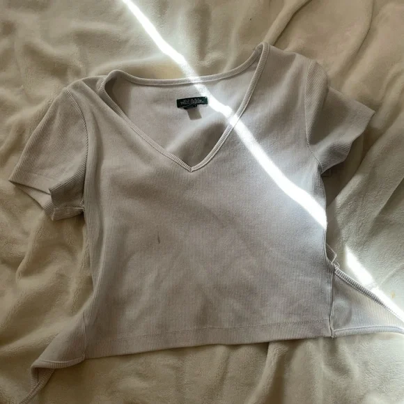 white Ribbed Top with Drawstring - Picture 4 of 4